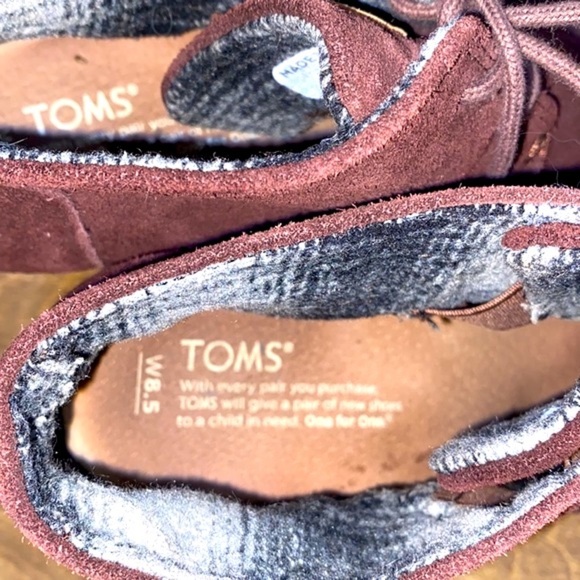 Tom’s lace up wedge ankle booties brown size 8 1/2 - Picture 6 of 9